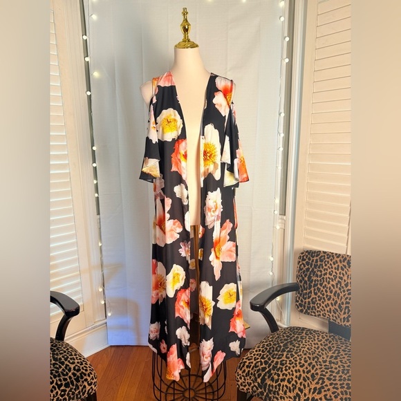 Gianni Bini Multicolor Floral Kimono Medium - Picture 5 of 10